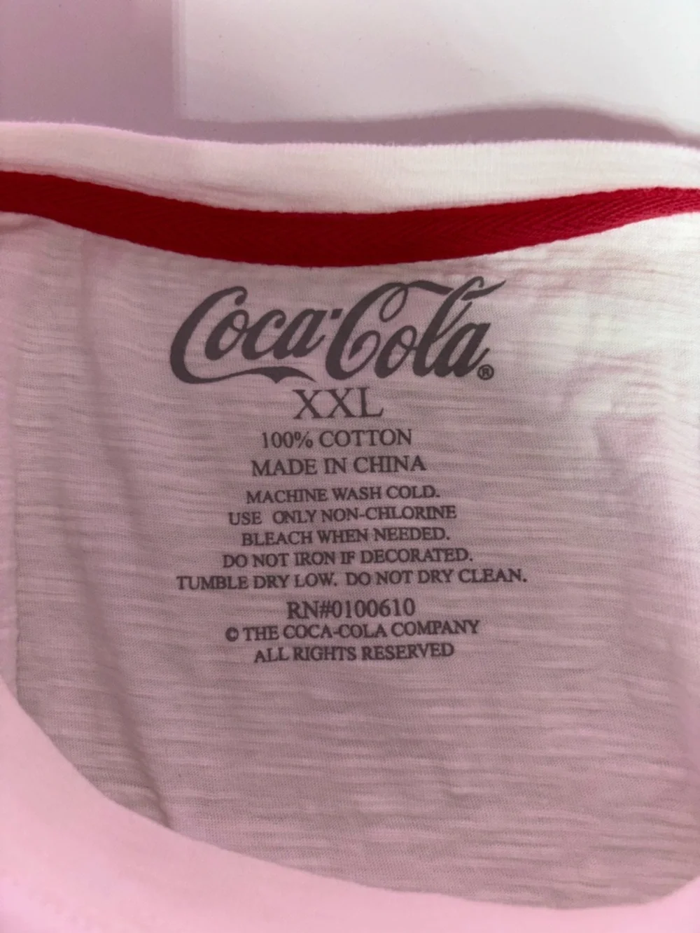 Coca Cola White Tee with Red Logo and Stitching - Picture 6 of 9